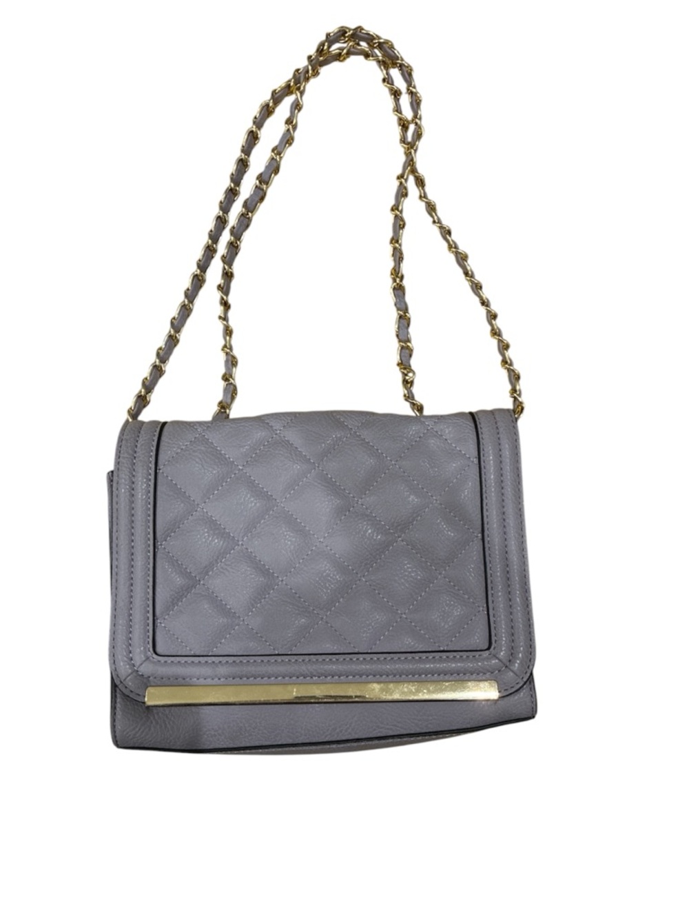 Aldo Quilted Gray Crossbody with Gold Chain Strap